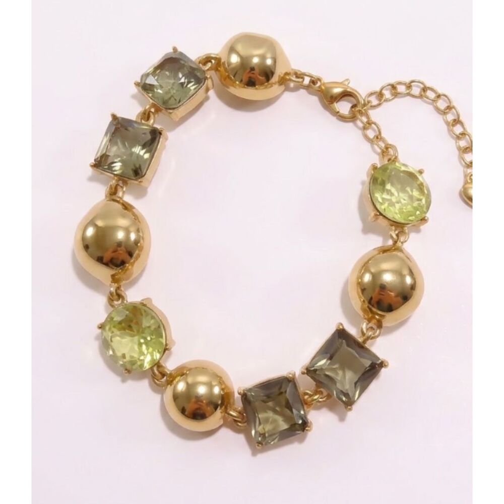 NWT 58 Banana Republic Gold & Olive Gem Shiny Bubble Bracelet